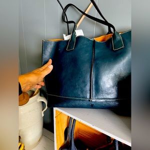 Frye navy leather bag